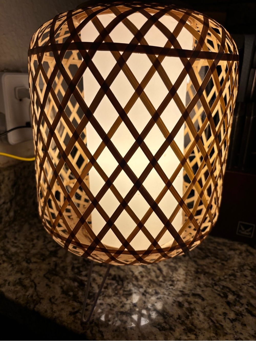 IKEA Woven Bamboo Lantern Lamp - Brown and White